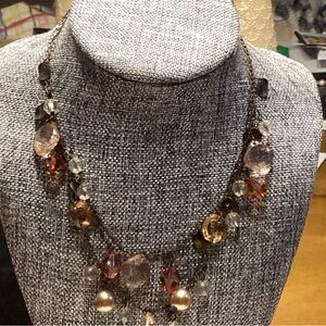 Coppertone Double Chain with Faceted Acrylic Charms in Browns and Golds